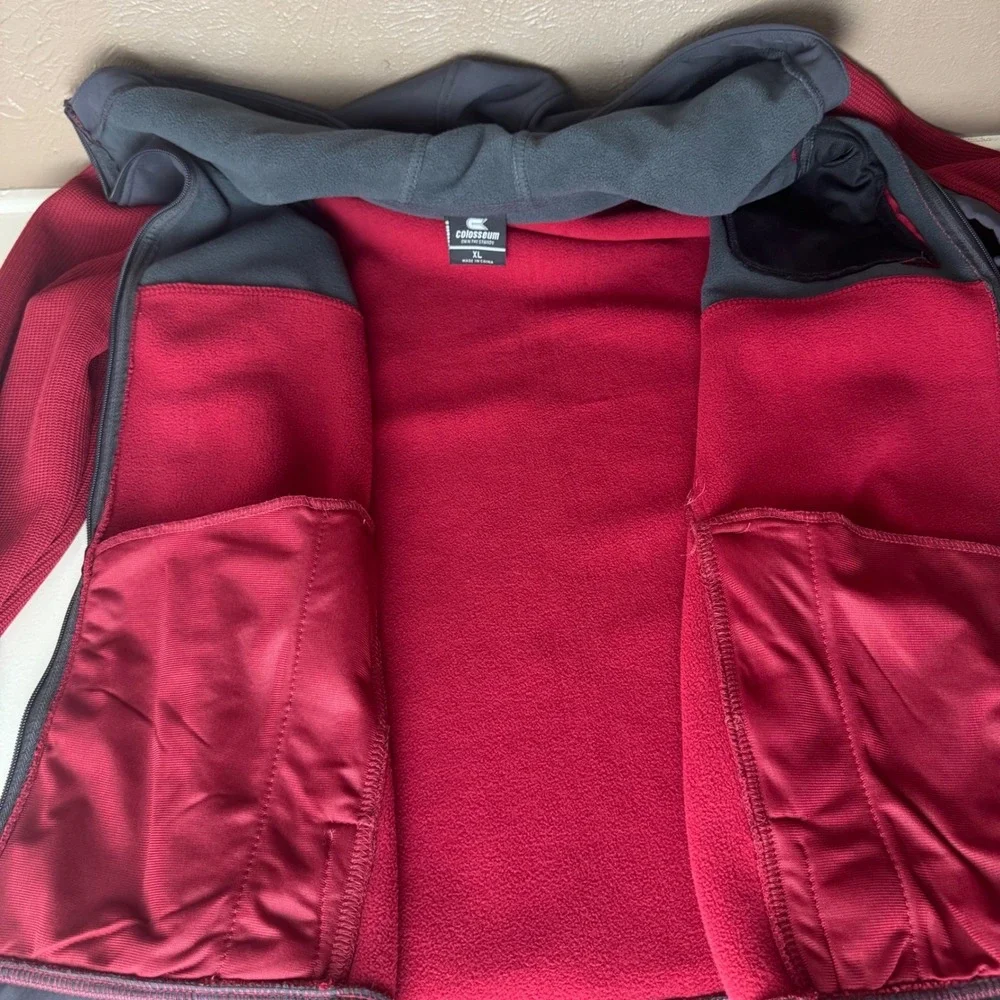 Colosseum Oklahoma Sooners‎ Mens XL Full Zip Hoodie Jacket Grey Maroon OU Fleece